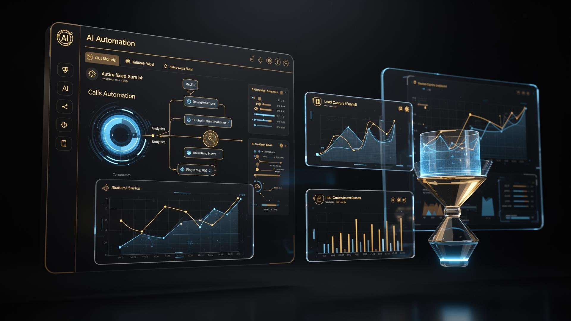 Premium AI automation dashboard with calls, leads and analytics